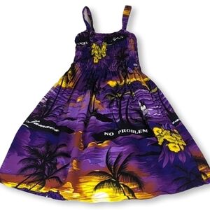 Handmade Jamaica Sundress Smocked Fit & Flare Travel Sleeveless Dress